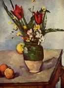 Paul Cezanne Stilleben, Tulpen und apfel oil painting on canvas